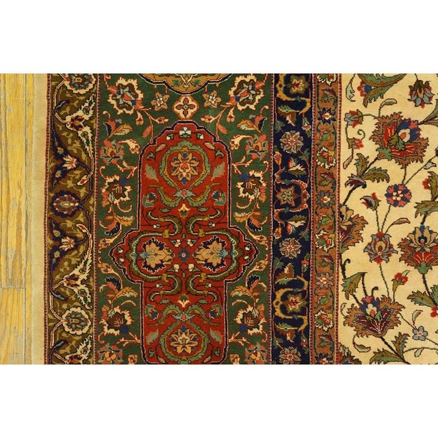 1940s 1940s Beige Swastika Medallion Antique Tabriz Handknotted Wool Gallery Rug For Sale - Image 5 of 7