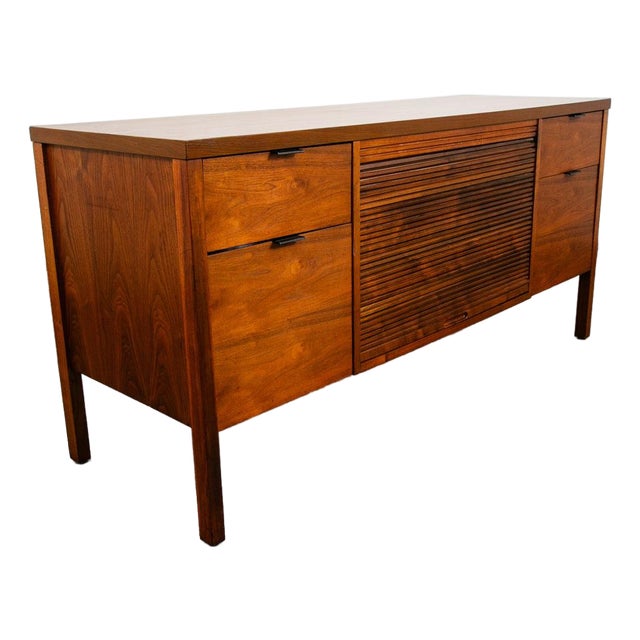 Mid Century Modern Credenza Sideboard Drexel Drawers File Cabinet Tambour Door For Sale