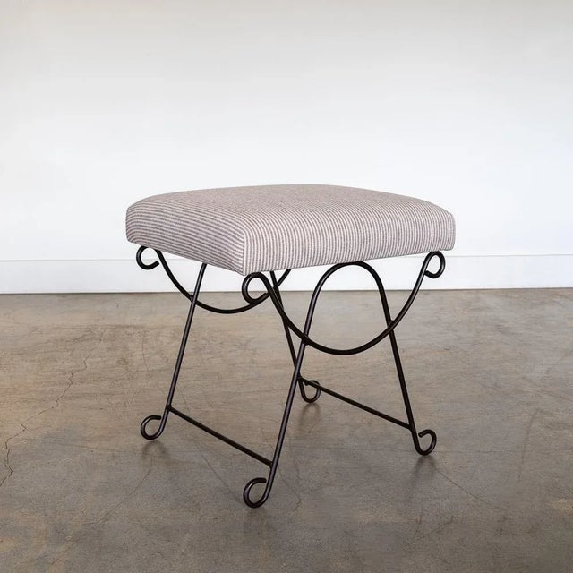 Not Yet Made - Made To Order Panoplie Iron Loop Stool, Brown Stripe For Sale - Image 5 of 10