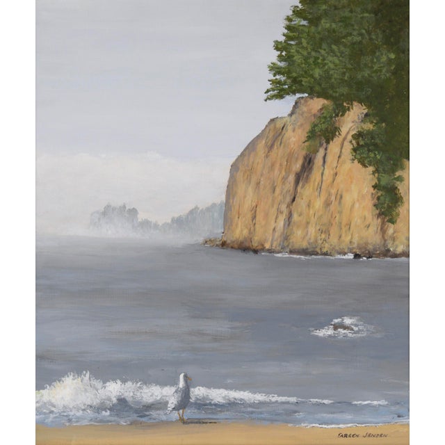 "Sea Cliff" Mid Century Modern Coastal Cliff Seascape in Acrylic on Masonite Expansive seascape by notable California...