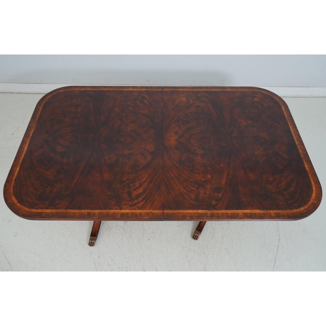 Traditional Jonathan Charles Regency Crotch Mahogany Dining Table For Sale - Image 3 of 18