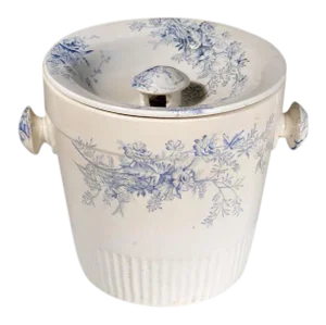 Blue & White Floral Pottery Planter & Cover