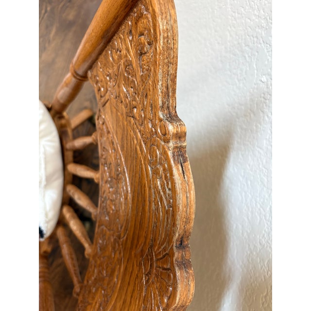 Antique h.w. Hull & Sons Quarter-Sawn Oak Swivel Desk Chair on Original Brass Casters For Sale - Image 12 of 12