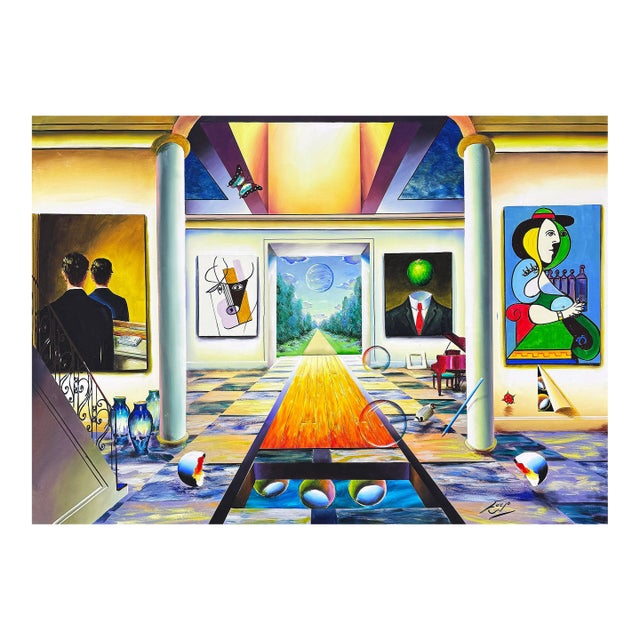 Ferjo, Majestic Passage, Huge Original Painting on Canvas, Signed, Surrealism, 49x69 In For Sale
