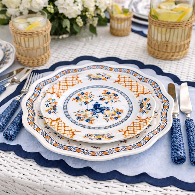 Traditional Blooming Sunset Pagoda Melamine Dinner Plates, Set of 4 For Sale - Image 3 of 4