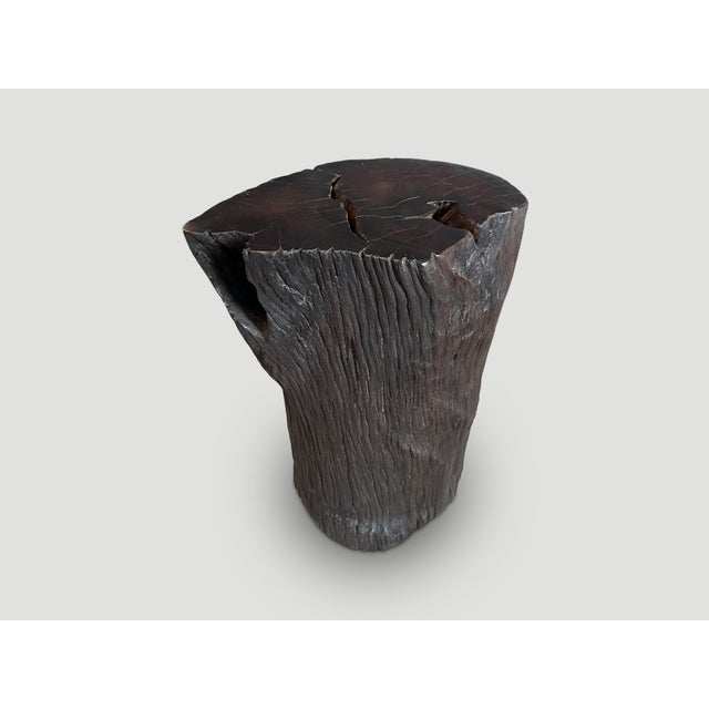 Contemporary Andrianna Shamaris Sculptural Ulin Wood Side Table For Sale - Image 3 of 6