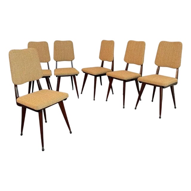 Set of Six Italian Mid-Century Modern Mahogany Dining Chairs For Sale