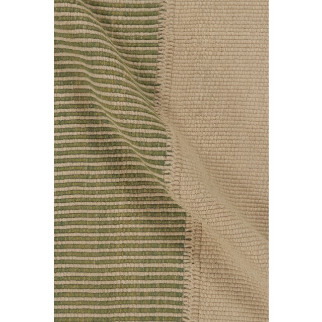 Traditional Rug & Kilim’s Contemporary Kilim With Textural Stripes in Beige & Green For Sale - Image 3 of 10