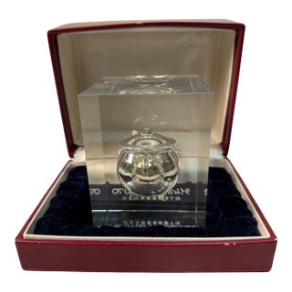 Rare 1970 Japan World Expo "Time Capsule" Lucite Paperweight by Matsushita (Panasonic) - In Original Box For Sale