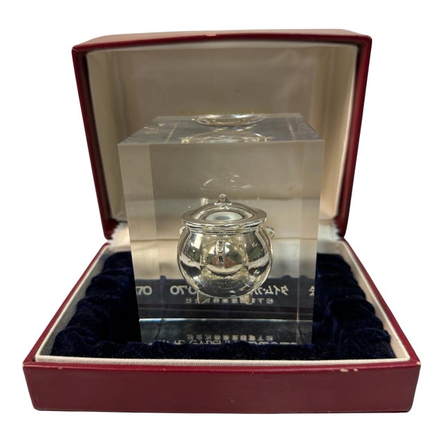 Rare 1970 Japan World Expo "Time Capsule" Lucite Paperweight by Matsushita (Panasonic) - In Original Box For Sale