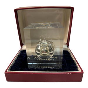 Rare 1970 Japan World Expo "Time Capsule" Lucite Paperweight by Matsushita (Panasonic) - In Original Box