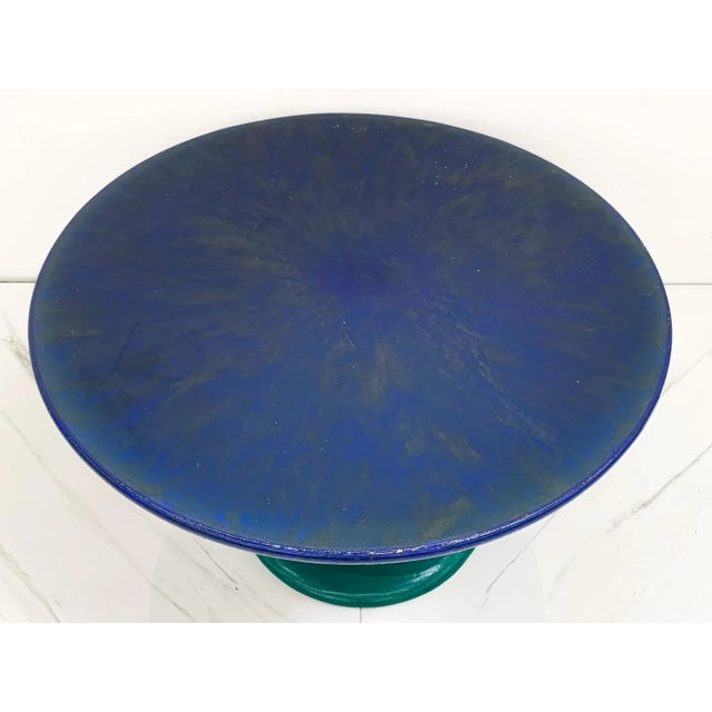 Postmodern Sunburst Mushroom Table in Green and Blue, Louis Durot, 1990's For Sale - Image 3 of 8