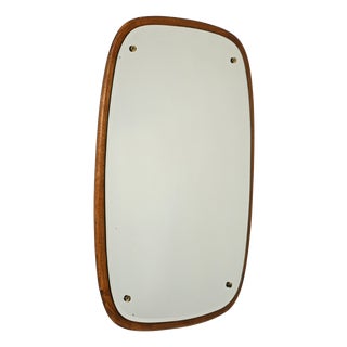Scandinavian Ovoid Mirror in Oak, 1960s For Sale