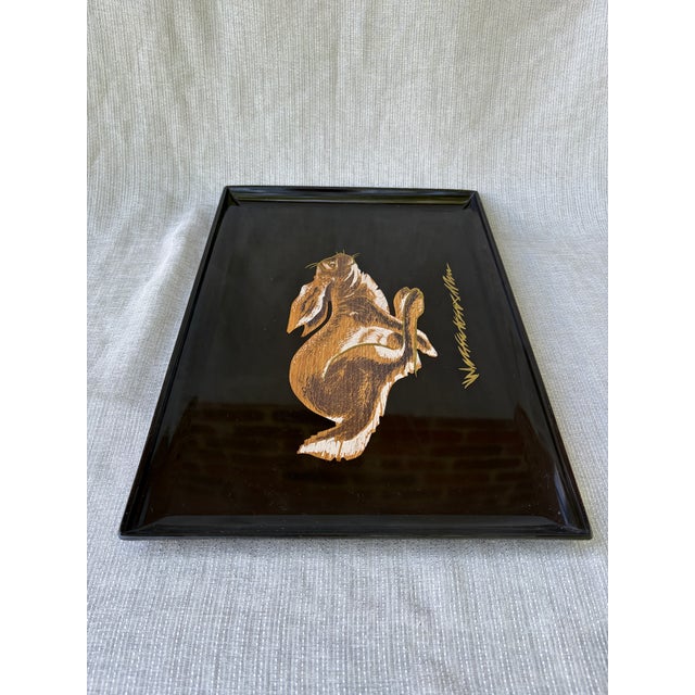Mid 20th Century Vintage Couroc of Monterey Smiling Rabbit Tray For Sale - Image 5 of 17