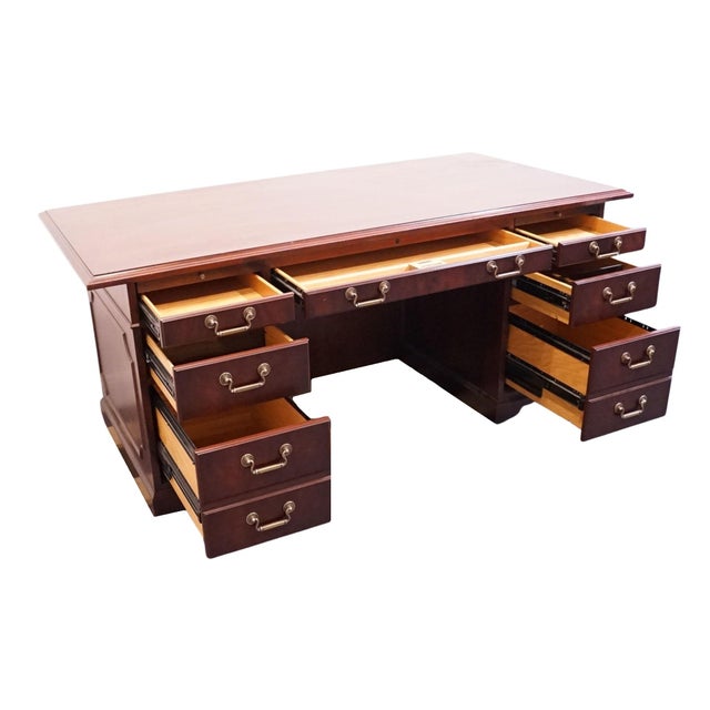 Brown Kimball Furniture Solid Mahogany Traditional Style 72" Executive Office Desk For Sale - Image 8 of 13