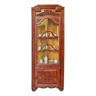 18th Century Carved Oak Corner Cabinet For Sale