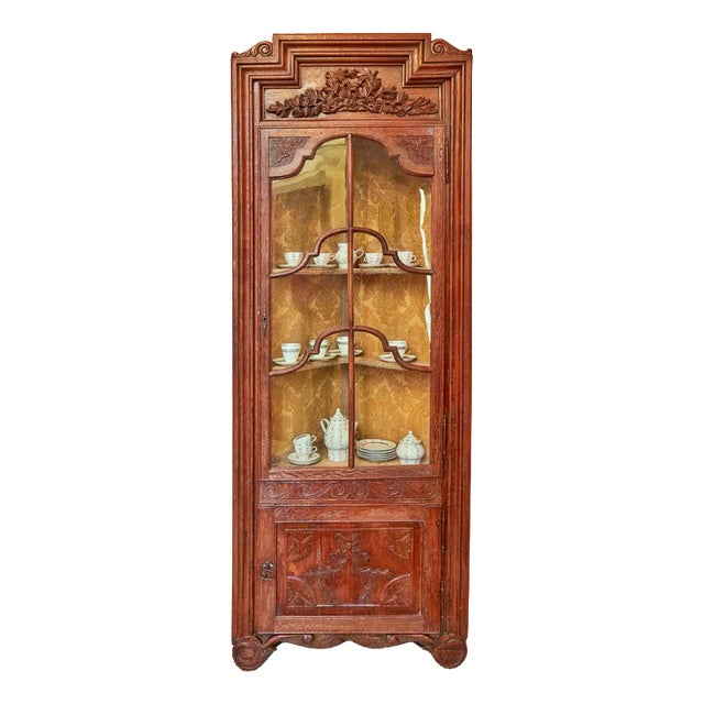 18th Century Carved Oak Corner Cabinet For Sale