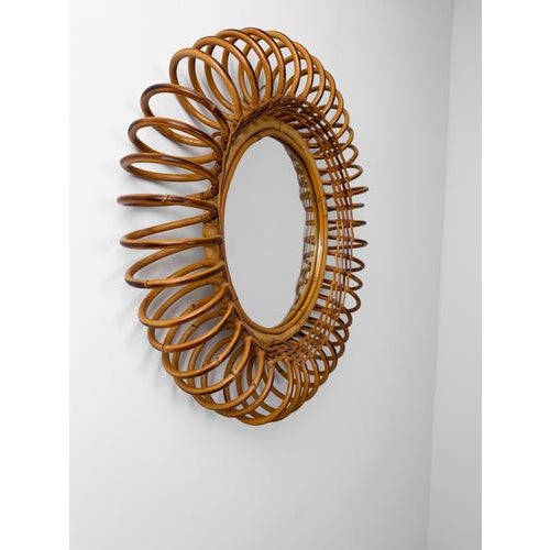 Mid-Century Modern Italian Sunburst Mirror in Rattan, Bamboo and Cane, 1960s For Sale - Image 15 of 18