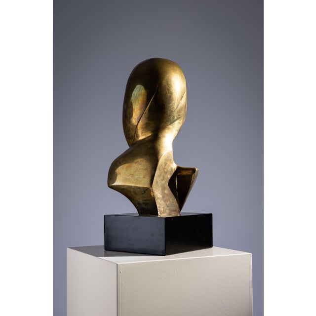 Wood After Brancusi, Modernist Bust, 1970s, Brass For Sale - Image 7 of 18