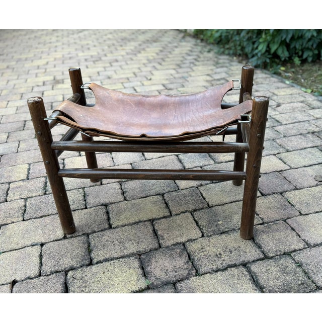 Brown Leather Safari Stool, 1960s For Sale - Image 8 of 8