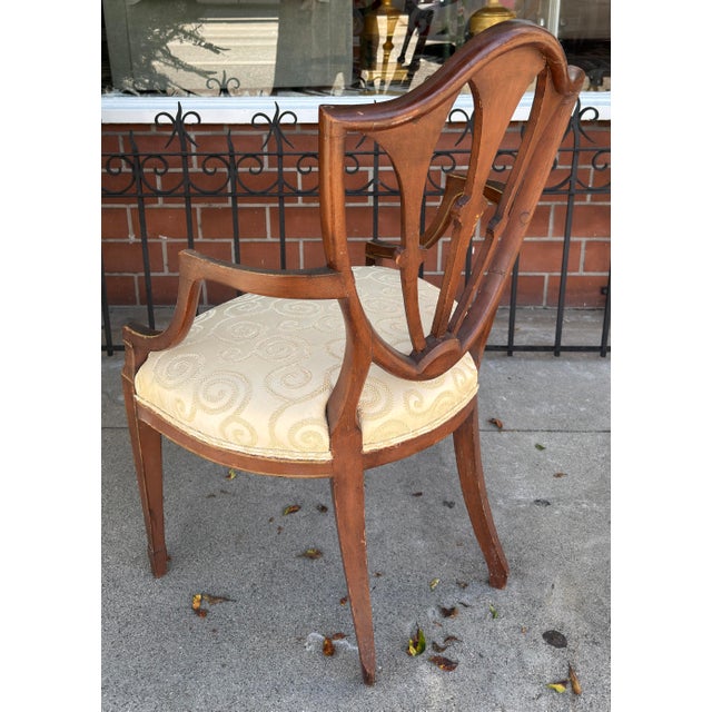 Antique Hepplewhite Painted Open Armchair - 1 of 2 For Sale In Los Angeles - Image 6 of 6