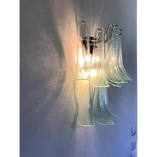Italian Murano Glass Selle Sconces with Green Water Hue by Simoeng, Set of 2 For Sale - Image 12 of 13