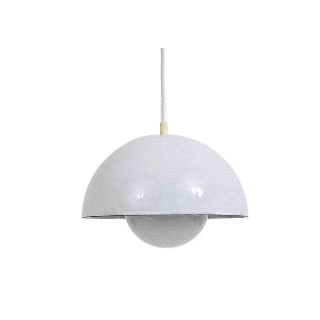 Louis Poulsen 1960's White Danish Flowerpot Pendant Light by Panton for Poulsen For Sale - Image 4 of 8