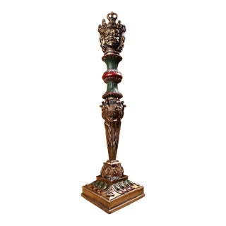 Late 19th Century Gilt Copper Phurba Ritual Dagger With Stand For Sale