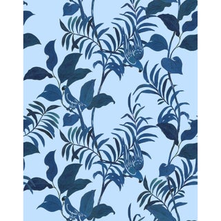 Sample - Tropical Birds Wallpaper by Paule Marrot in Blues For Sale