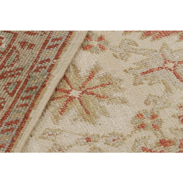 Textile Rug & Kilim’s Oushak Style Rug in Beige-Brown and Red Floral Pattern For Sale - Image 7 of 7