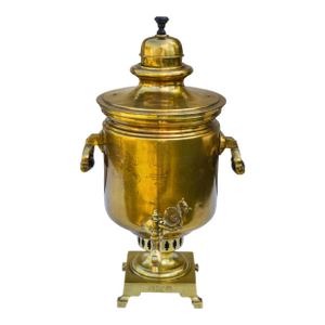 Early 20th Century Handmade & Dated Russian Brass Samovar With Stamps