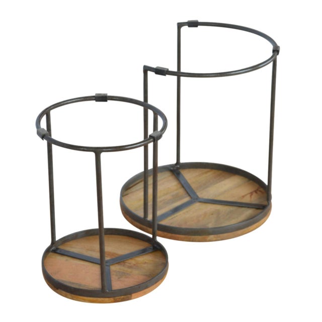 Wood Industrial Solid Wood Nesting Stools (2 Pcs) For Sale - Image 7 of 8