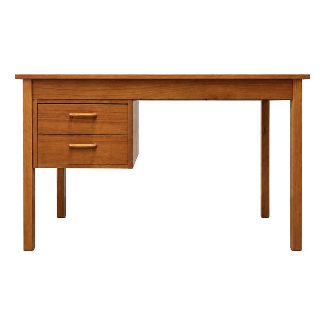 Apartment Sized Mid Century Modern Teak Desk | Compact Danish Writing Desk, C. 1960's For Sale