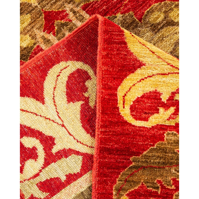 Arts & Crafts, One-of-a-Kind Hand-Knotted Area Rug - Green, 8' 1" x 9' 7" For Sale In New York - Image 6 of 8