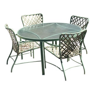 Brown Jordan Outdoor Dining Table & 4 Tamiami Chairs For Sale