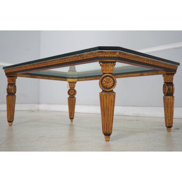 1950s Stunning Vintage Neoclassical Glass Top Coffee Table For Sale - Image 5 of 13