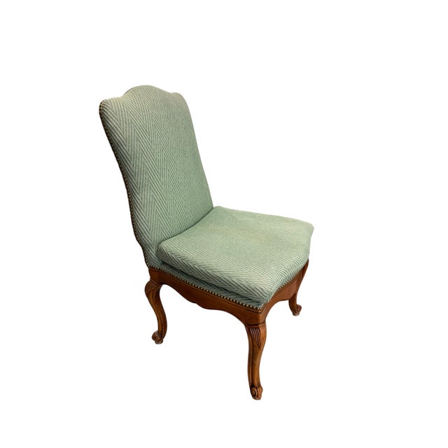 Wood Baker Furniture Pair of French Style Green Chairs For Sale - Image 7 of 16
