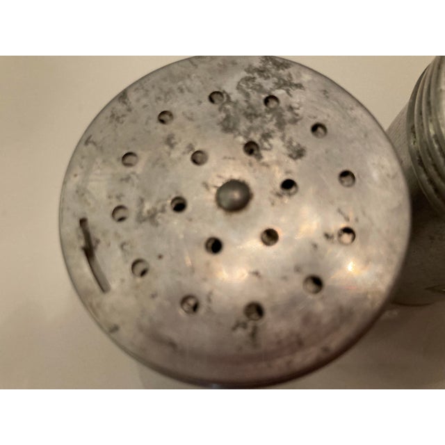 1930s Early 20th Century Spice Shakers in Tin Metal- a Pair For Sale - Image 5 of 11