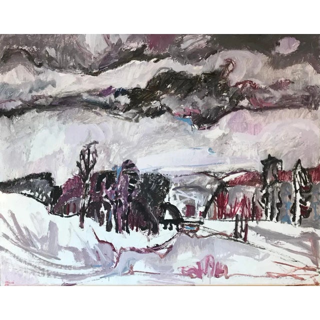 Jean Krillé, Winter Landscape No. 15, Oil on Wood, 1984 For Sale - Image 7 of 7