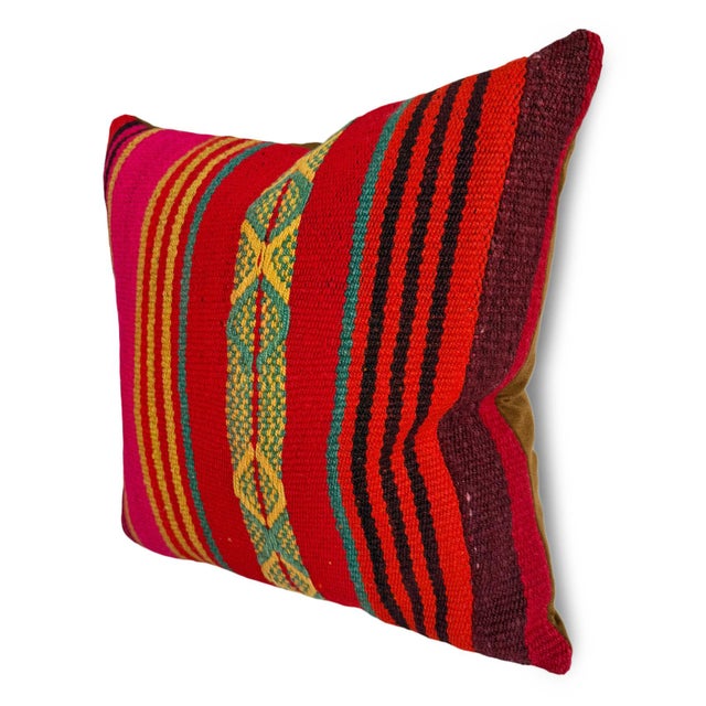 Colorful unique pillow made from original Peruvian blankets known as Frazadas from the Cusco area of the Andes. Frazadas,...