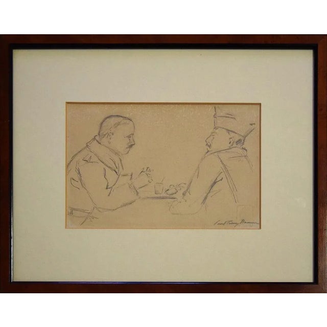 Two Men Around a Table - 1940s - Paul-Franz Namur - Drawing - Modern For Sale - Image 4 of 4