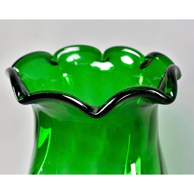 Tall Mid Century European Green Art Glass Vase Chairish