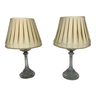 Late 19th Century Crystal and Brass Lamps Attributed to Baccarat - a Pair For Sale