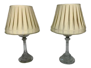 Late 19th Century Crystal and Brass Lamps Attributed to Baccarat - a Pair