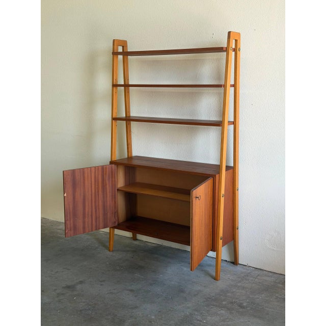 Brown Swedish Teak Wall Unit in Style of Gillis Lundgren Mid Century Modern Bookcase Cabinet 1960s For Sale - Image 8 of 10