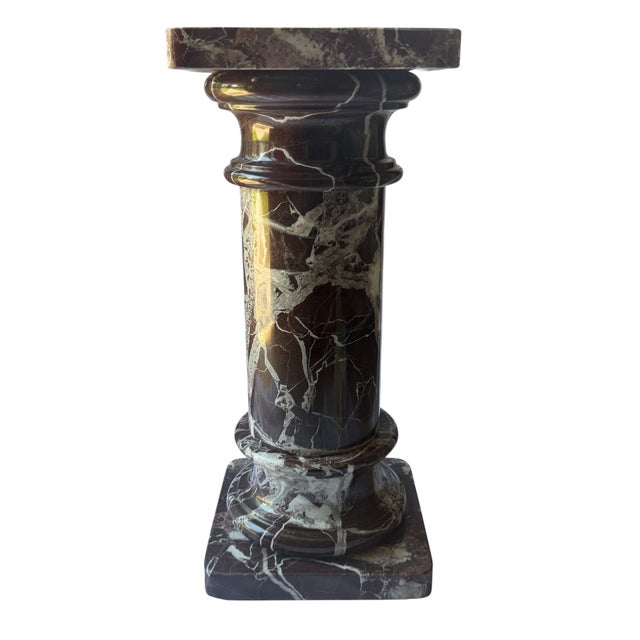 Vintage Neoclassical Rosso Levanto Marble Column Pedestal For Sale - Image 4 of 18