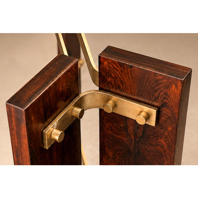 Brass Brazilian Modern Sideboard in Rosewood, Brass & Glass, Novo Rumo, Brazil, 1950s For Sale - Image 8 of 14