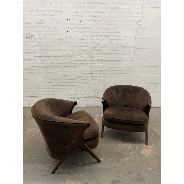 Pair of 1960's Lounge Chairs in the Style of Karpen of California For Sale - Image 10 of 11