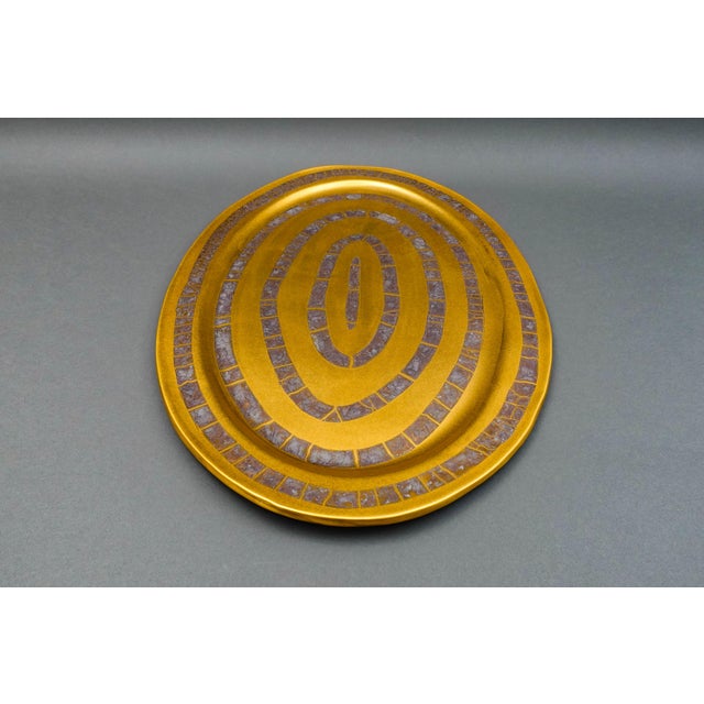 Mid 20th Century Michael Wainwright Amalfi Coral Gold Copper Crackle Oval Serving Platter For Sale In Miami - Image 6 of 8