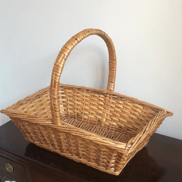 Wood Vintage French Country Style Gathering Basket For Sale - Image 7 of 11